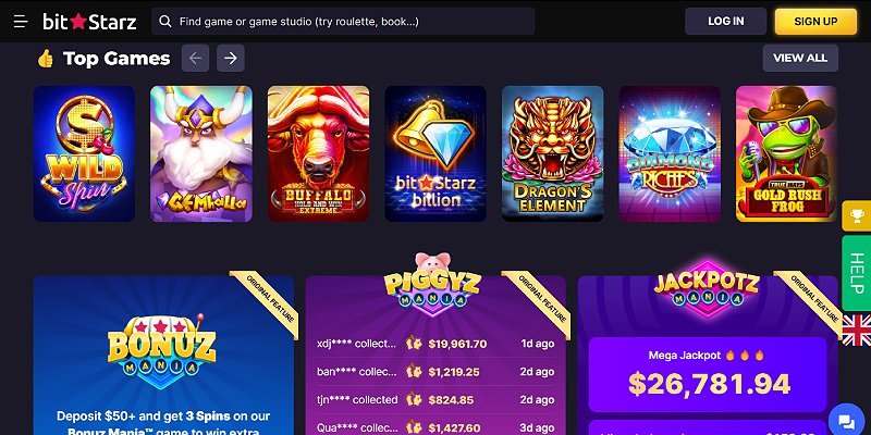 BitStarz casino lobby
