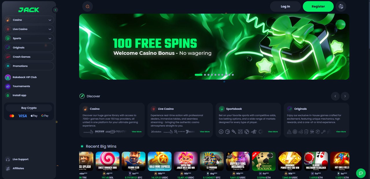 Jack.com casino lobby