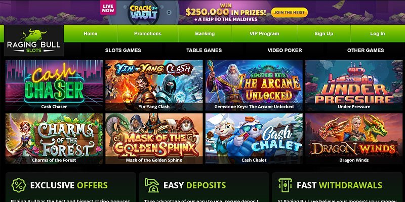 Raging Bull Slots casino lobby