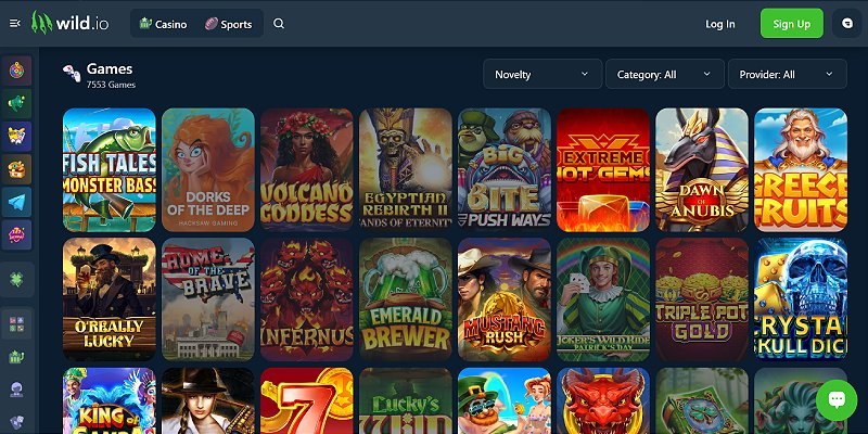 Wild.io casino lobby